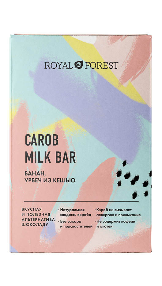 Шоколад (CAROB MILK BAR) банан и урбеч из кешью "Royal Forest" 50 г