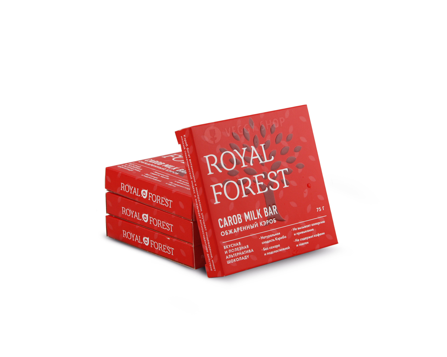 Шоколад (CAROB MILK BAR) обжаренный кэроб "Royal Forest" 75 г